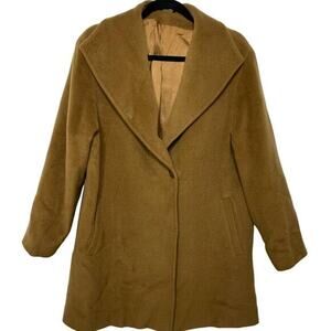 Cinzia Rocca Wool Cashmere Winter Coat Single‎ Button Jacket Brown Classy Chic M